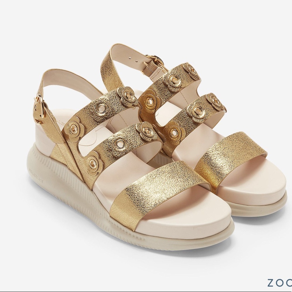 Cole Haan 2.ZEROGRAND Flower Sandal Gold Size 9
